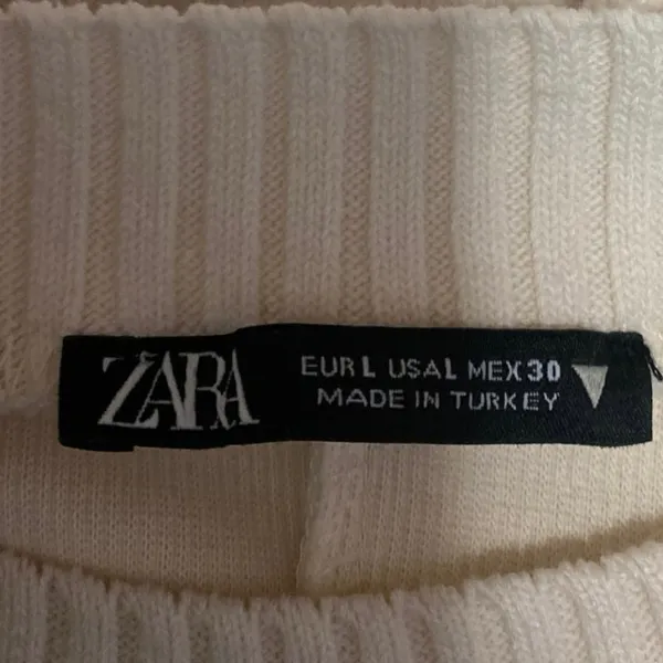 Zara Women's Cream White Knit Long Sleeve Crew Neck Sweatshirt Sweater Top Sz L - Image 3