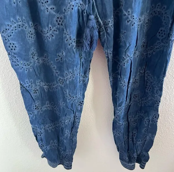 YFB Young Fabulous & Broke Blue Eyelet Lace Pants Rayon Cotton Medium - Image 2