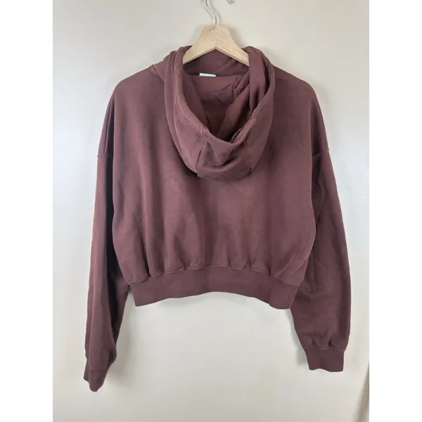 Nike Sportswear Essentials Women’s Brown Hooded Cropped Sweater Size M - Image 6