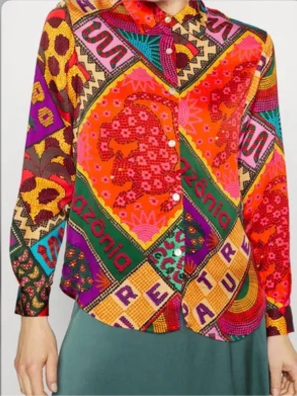 Farm Rio "Dotted Patch Scarf Shirt - Image 7