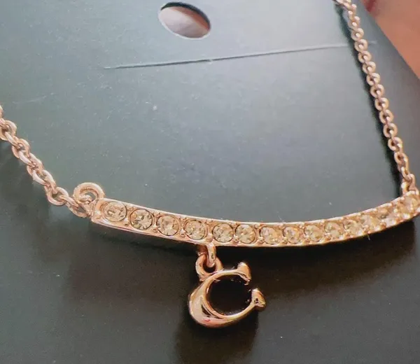 Coach RoseGold Pave Signature Bar Necklace 91431 NWT - Image 5