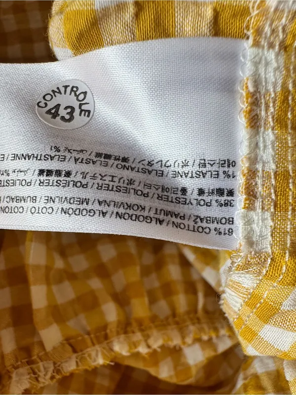 MNG‎ Womens Cotton Blend Check Print V-Neck Long Sleeve Maxi Dress Yellow Size 2 - Image 10