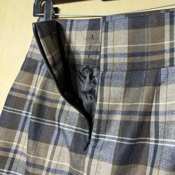 Zara Woman Plaid A-Line Skirt Gray Blue Belted High Waist Size S EU‎ 36 Preppy - Image 6