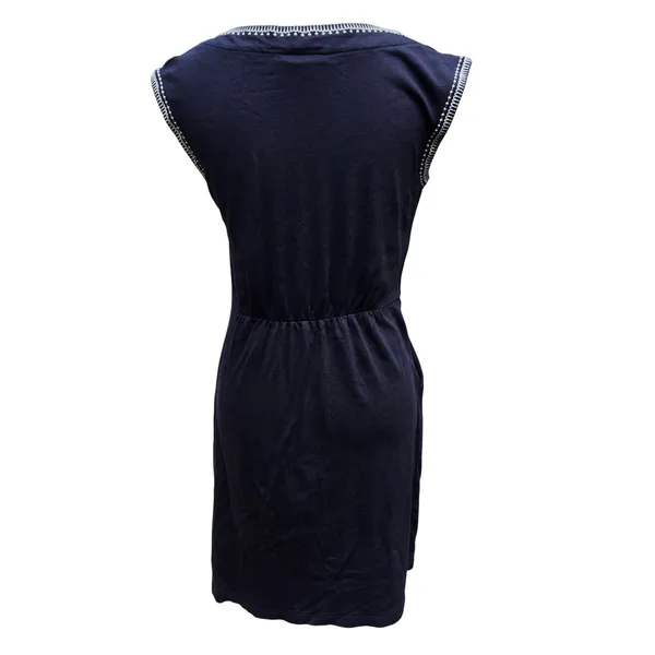 Boden Catriona Navy Blue Embroidered Floral Jersey Dress Sleeveless‎ Tassel 4R - Image 6