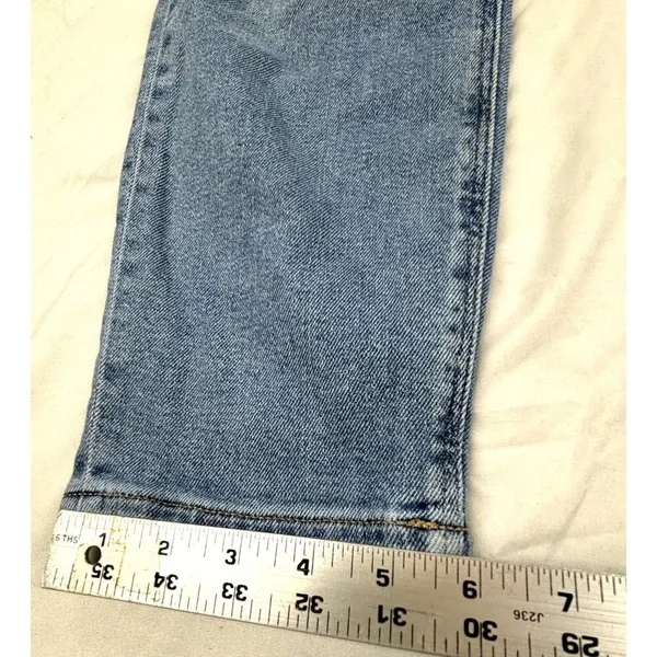 American Eagle Mom Jeans Women's 6 Long Light Wash Distressed Stretch Comfort - Image 9