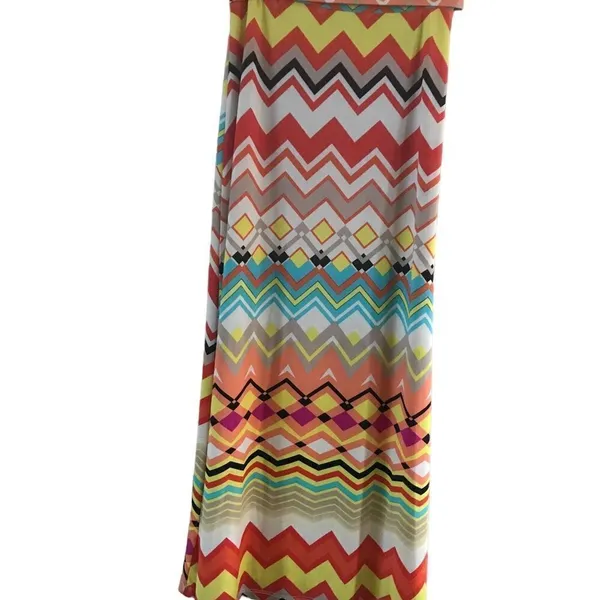 Maxi Skirt Multicolor Zigzag Size Medium Gold - Image 3