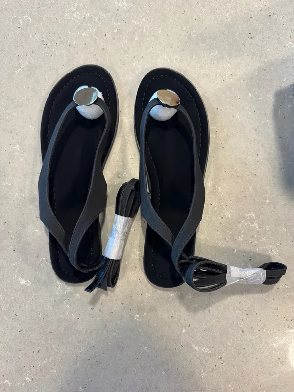 Black Strappy Sandals Size 8.5 - Image 3