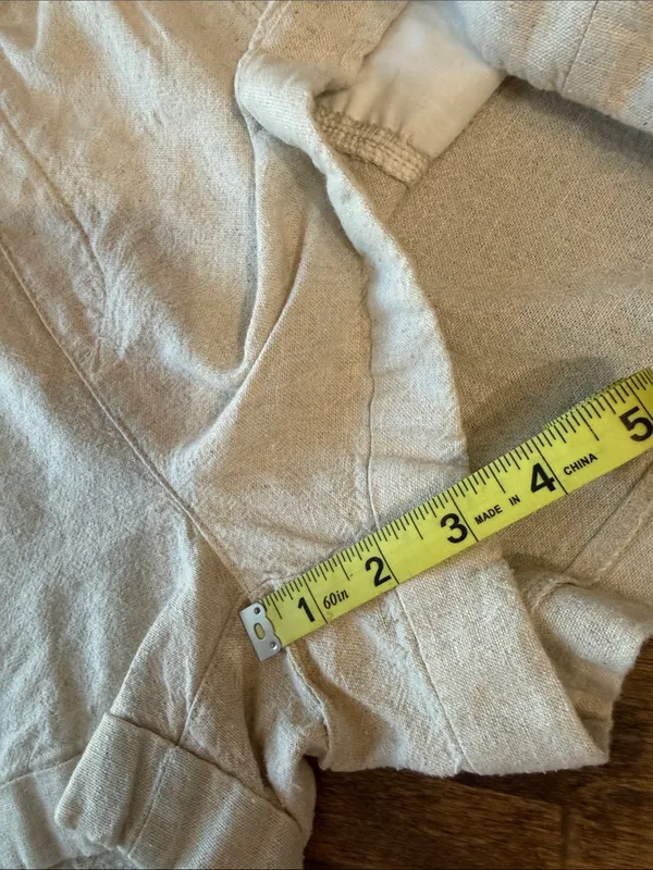 OLD NAVY High-Rise Cotton Linen Blend Casual Elastic Waist Cream Shorts M Boho - Image 11