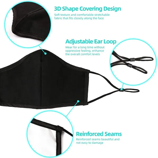 5 Packs Black Face Mask Covering - Image 3