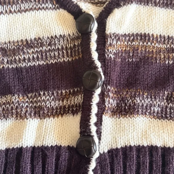 Nick & Mo Y2K Striped Cardigan L Brown White - Image 9