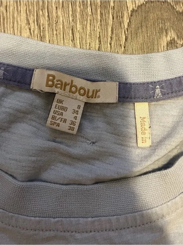 Barbour Pier Top Womens Size 4 Light Blue Cotton Short Sleeve Preppy Classic - Image 5