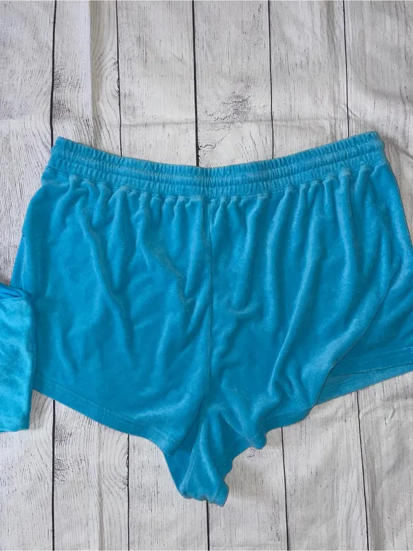 Fabletics Turquoise Blue Athletic Tank and Shorts Terry Set - Image 7