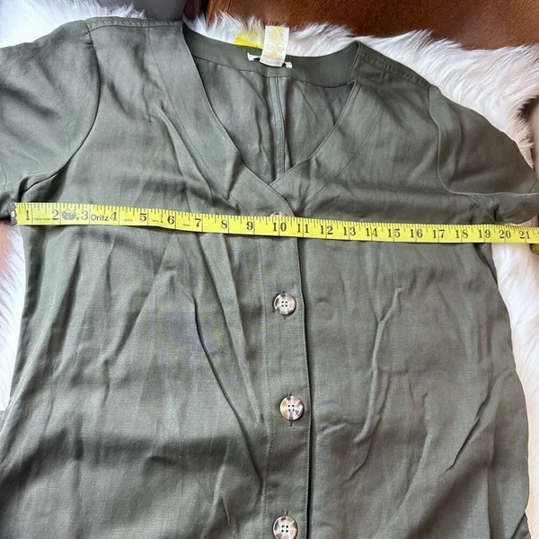 Matty M Womens Belted Linen Blend Casual Dress Olive Size Small - Image 11