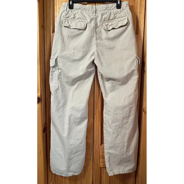 ZARA‎ Women's Size 8 Khaki Cargo Pants Utility Pockets Mid Rise Straight Leg - Image 4