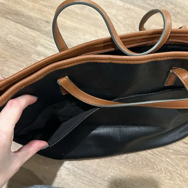 NWOT black and brown purse. 10 in tall 15 in wide - Image 4