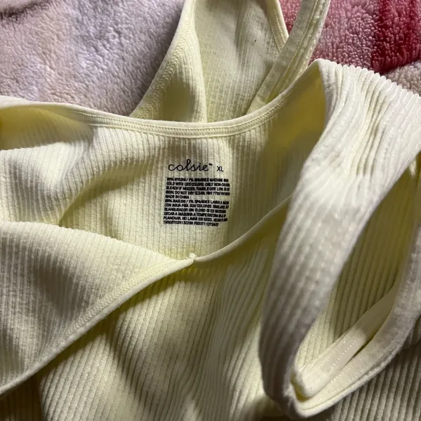 XL Colsie yellow stripe texture seamless stretch thong bodysuit - Image 3