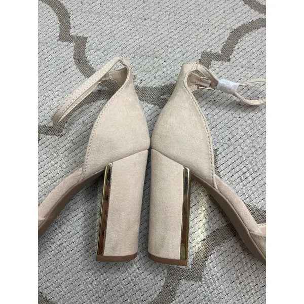 Lulus Laura Light Nude Suede Ankle Strap Heels, size 8, NWOT - Image 14