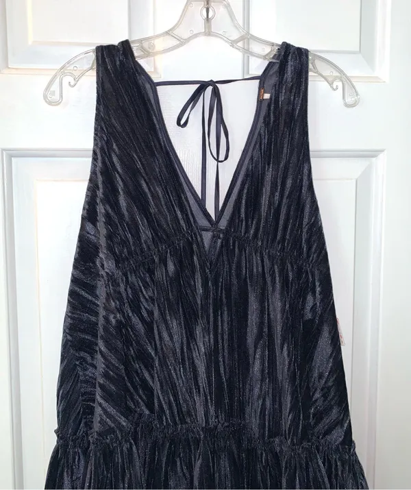 NWT Free People Blue Pleated Plush Swing Dress - Image 3
