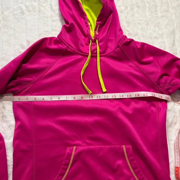 Reebok Women's Pink Neon Trim Hoodie Athletic Sweatshirt Size M‎ - Image 5