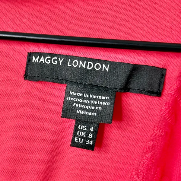 NWT Maggy London Embroidered Eyelet Flutter Sleeves Midi Dress Coral Pink Size 4 - Image 5