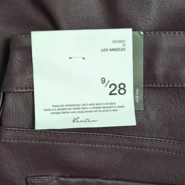 NWT KanCan Yoko Mid Rise Faux Leather Bootcut Pants Burgundy Flare Pants 9/28 - Image 9