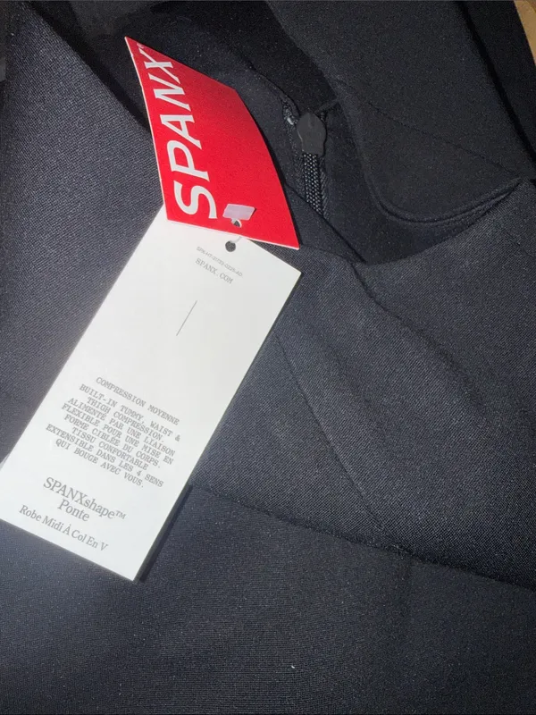 Spanx NWT $178 SPANXshape Ponte V-Neck Sleeveless Midi Dress Black Medium - Image 7