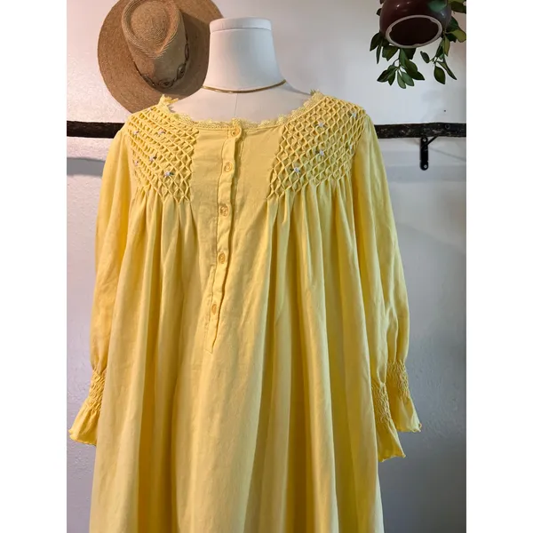 Vintage Yellow Floral Embellished Nighty Sleep Dress Cottage Size XL The Paragon - Image 2
