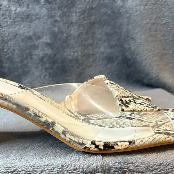 Zara Women's Snakeskin Mules - Black and Cream Sz 41/10.5 - Image 7