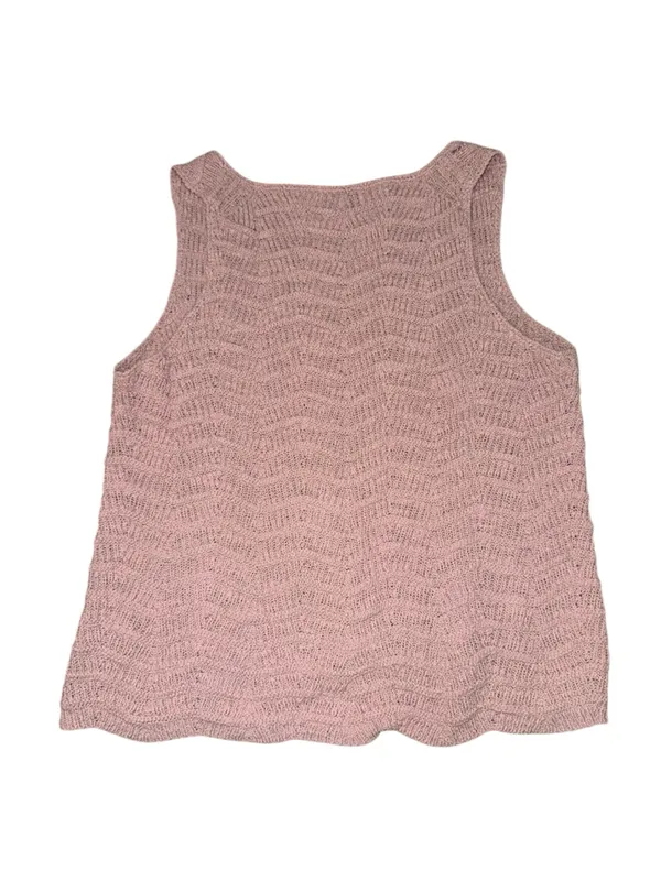 Madewell Pink Textured Open Knit V-Neck Sleeveless Sweater Tank Top Size L - Image 2