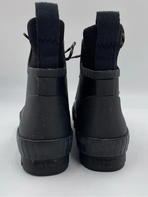 Sperry Torrent Lace Up Rain Boots Size 6.5 Black Waterproof Rubber Gorpcore - Image 6