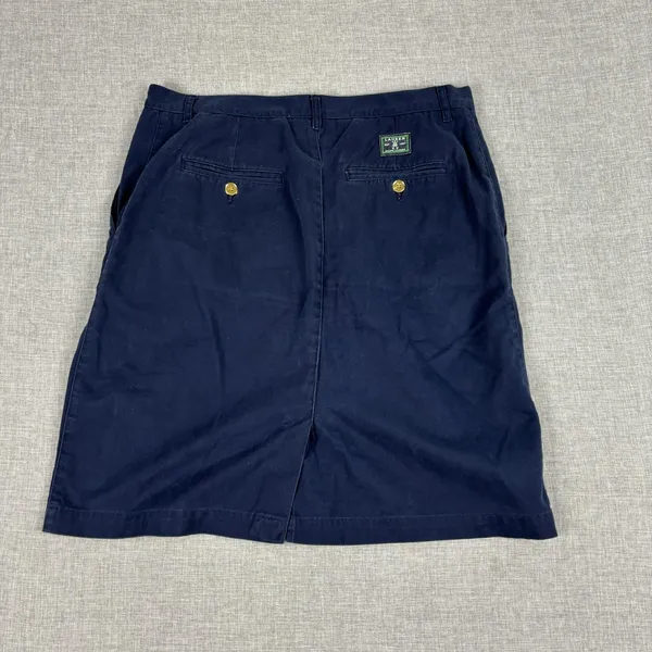 Lauren Ralph Lauren Skirt Womens 12 Blue Cotton Twill Knee Length Pockets‎ Zip - Image 5