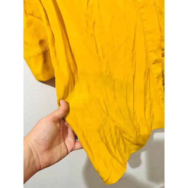 TORY BURCH Women's Yellow Golden 100% Silk Crew Neckline Sophia Dress Size 2 - Image 5