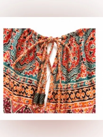 Lauren Ralph Lauren 100% Cotton Peasant Blouse Floral Paisley Print Size Large - Image 5