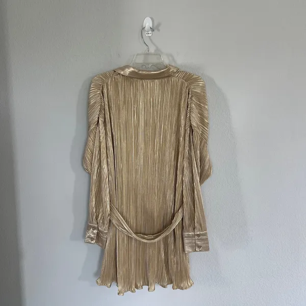 Le Lis Gold Pleated Mini Dress Size XS NWT - Image 8
