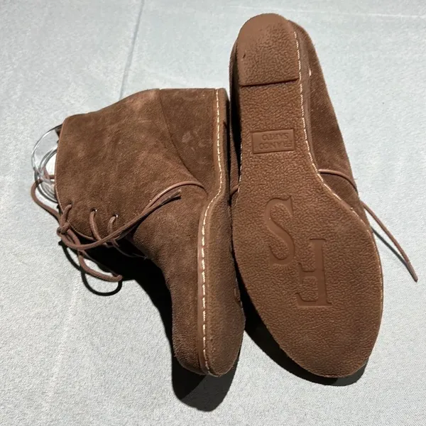 Franco Sarto Annabelle Tan Suede Lace Up Wedge Booties Women’s Size 8 B46‎ - Image 8