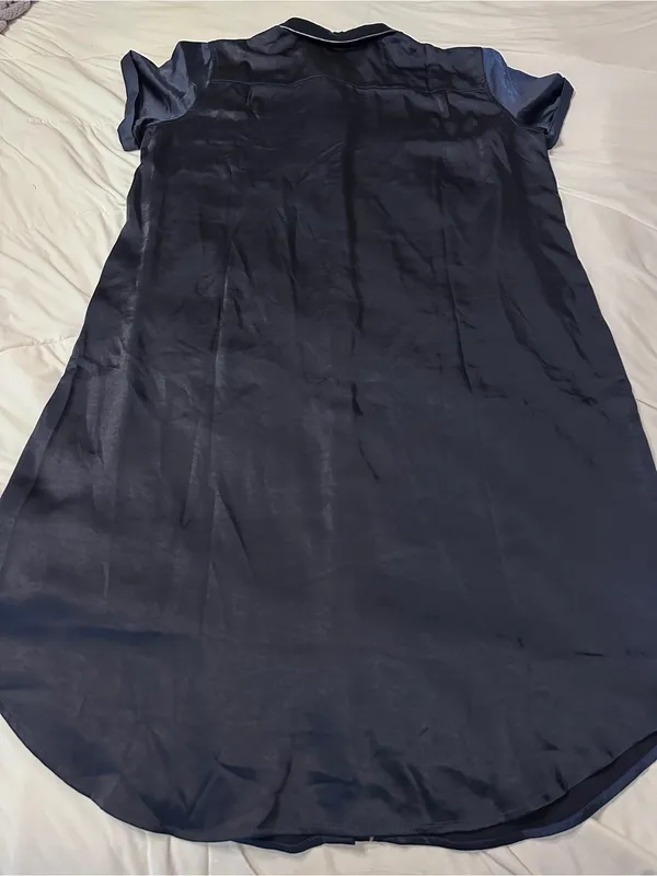 Wildfang The Empower Satin Midi Dress - Navy Satin with Mint Trim - NWT - Sz XL - Image 6