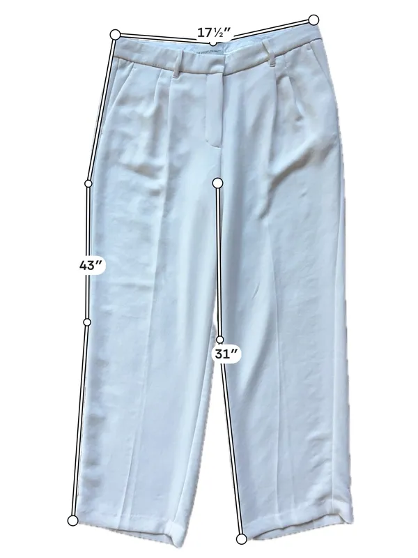Aritzia Wilfred The Effortless Pant White Crepette Wide Leg Trouser Size 14 - Image 3