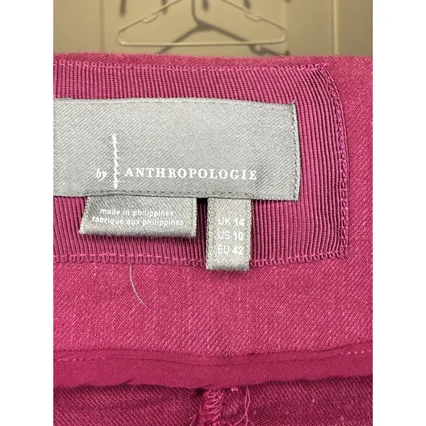 Anthropologie Square Neck Linen Blend Mini Cargo Stretch Dress 10 Burgundy Boho - Image 5