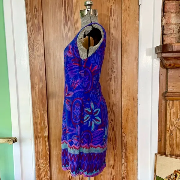 Vintage Rainbow Jo Tropical Vibrant Floral Hawaiian Resort Dress Sz Medium💛 - Image 6