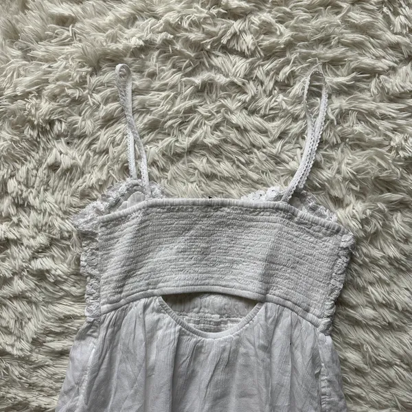 American Eagle Ruffle Upper Back Cutout White Mini Dress New With Tags Size M - Image 9