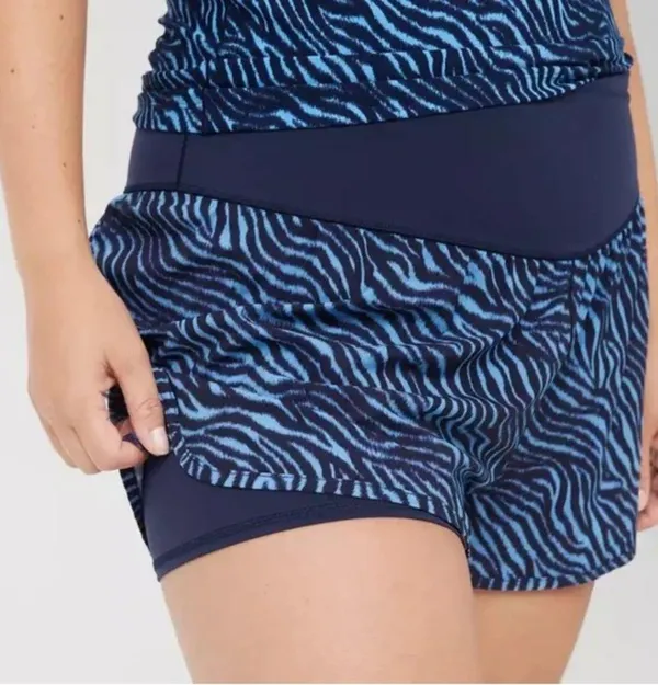 AERIE Offline by Aerie Zebra Print Lined Running Activewear Shorts Blue Size L - Image 3