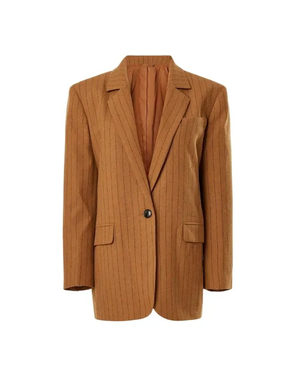 Madewell Plus Oversized Pinstripe Blazer in fallen timber 14 Womens Jacket - Image 5