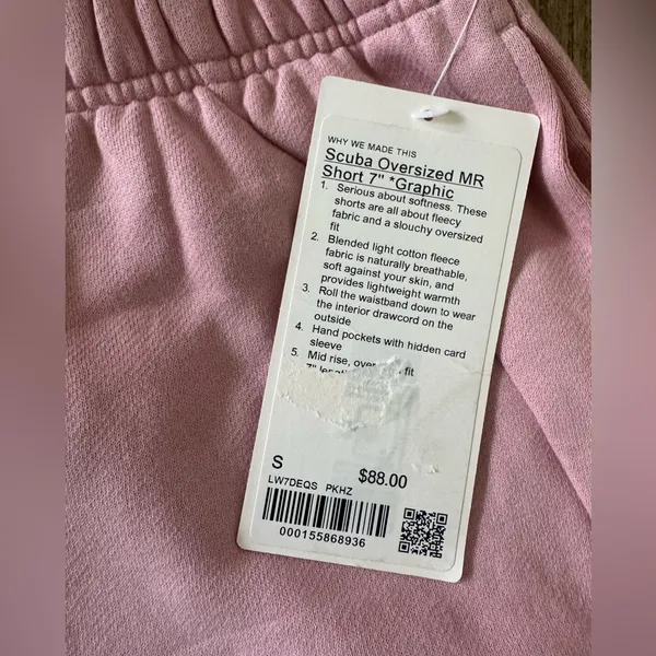NWT Lululemon Scuba Mid-Rise Oversized‎ Short 7" *Graphic Pink Haze Womens Small - Image 6