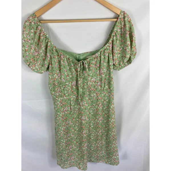 Altar'd State Floral Print Off Shoulder Dress Green Size Large - Image 3
