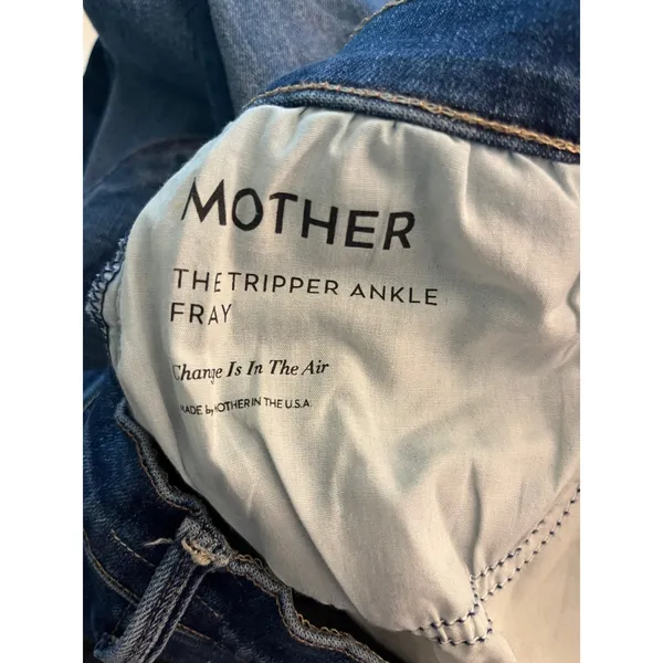 Mother The Tripper Ankle Fray Jeans 29 Blue Change Is In The Air Wash Raw Hem - Image 8