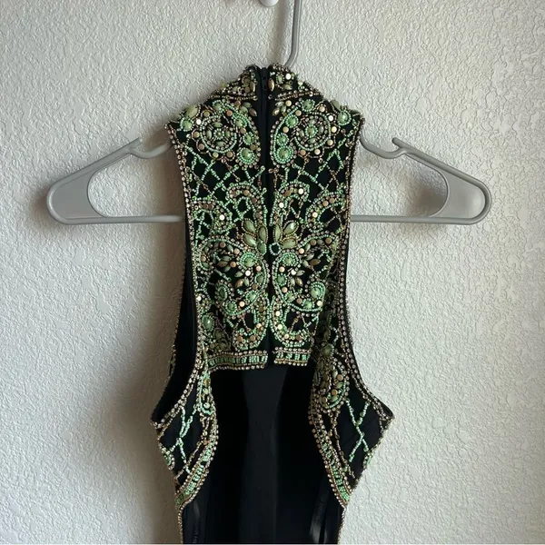 Sherri Hill 50153 Black/Green Beaded Prom Dress - Image 9