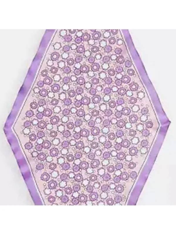 NEW Coach Floral Print Silk Diamond Scarf Purple CBO57 NWT - Image 4