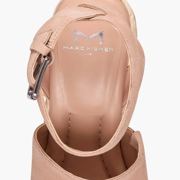 NEW MARC FISHER LTD Nelly Ankle Strap Wedge Sandal In LIGHT NATURAL 111 - Image 6