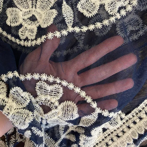 Janice Apparel NWT Vintage Style Navy Blue‎ Embroidered Lace Kimono OS Boho - Image 10