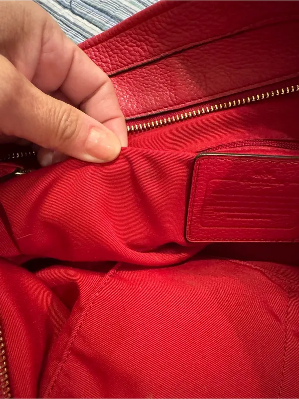 Coach Ellis Tote 33961 Red Pebbled Leather Gold Hardware - Image 7